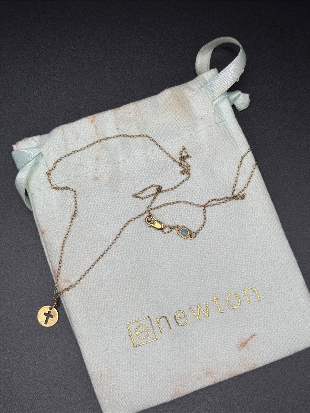 eNewton Gold Cross Pendant Necklace - Delicate Gold Finish